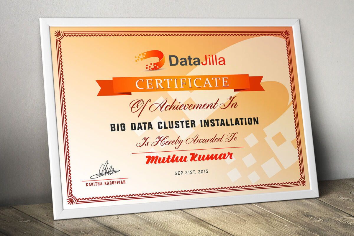 Data Jilla Certificate